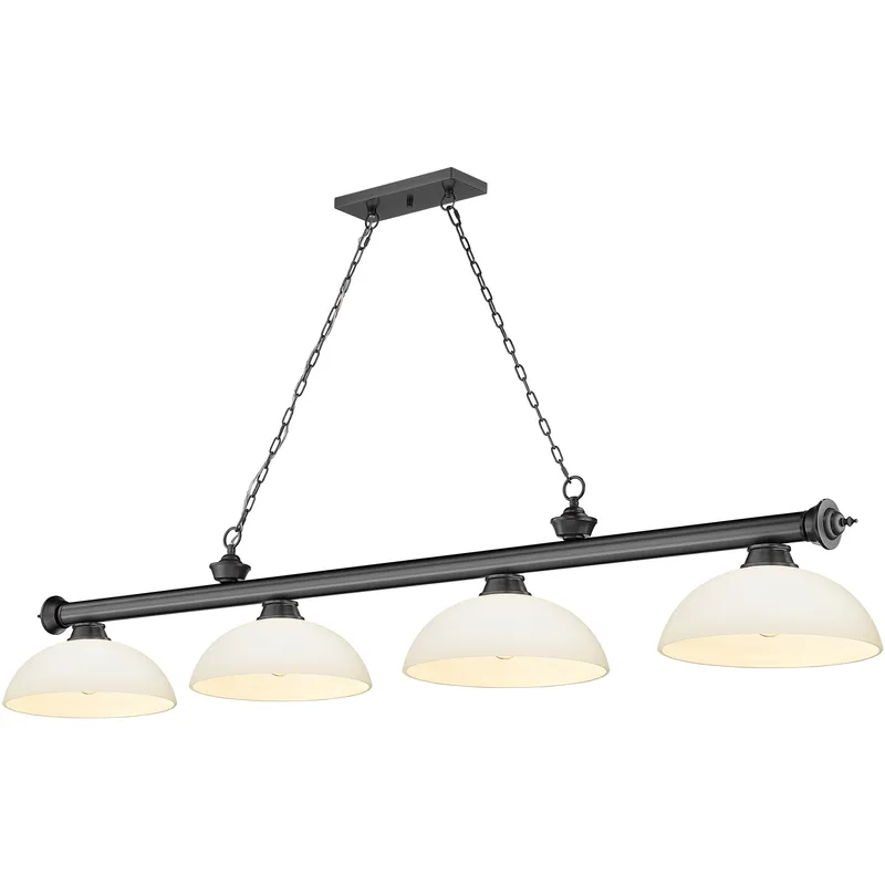 Cordon 4 Light 81.25 inch Bronze Plate Billiard Ceiling Light in Matte Opal Glass
