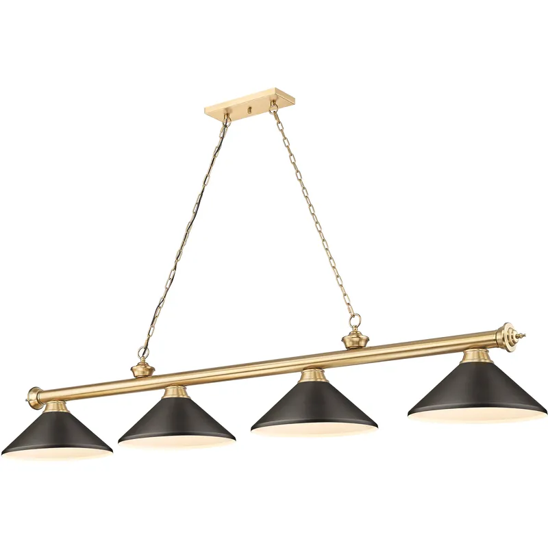 Cordon 4 Light 81.75 inch Heritage Brass Billiard Ceiling Light in Bronze Metal