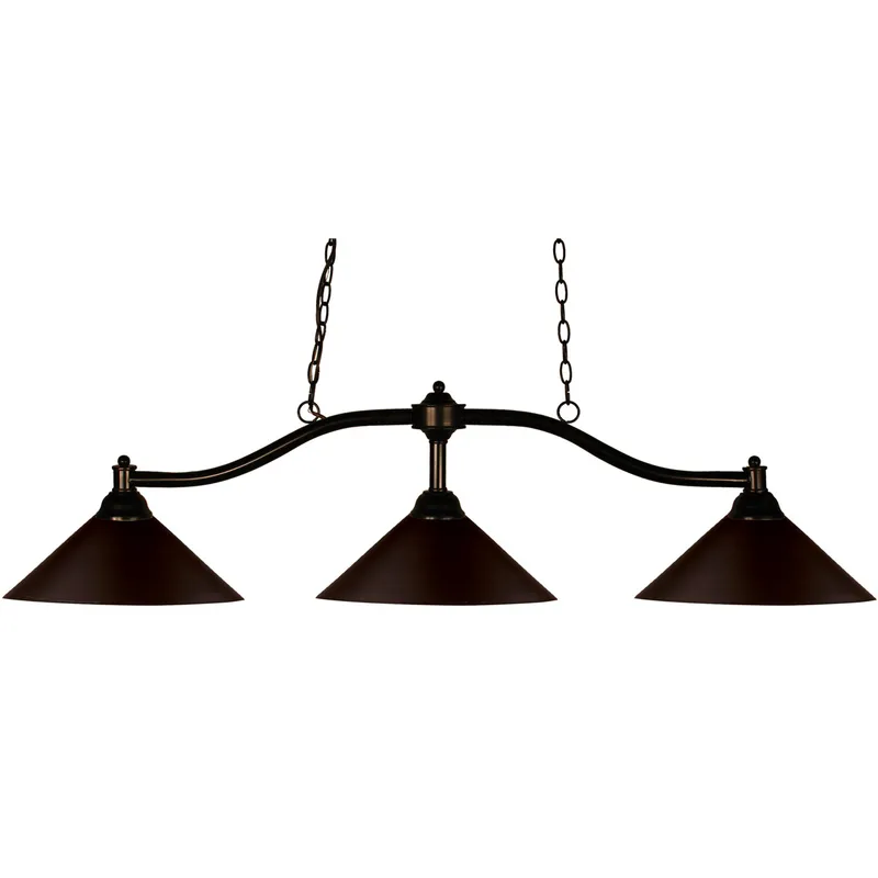 Chance 3 Light 50 inch Bronze Billiard Ceiling Light in Bronze Metal
