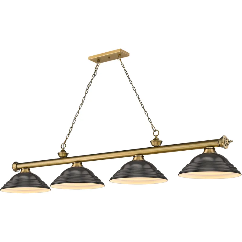 Cordon 4 Light 81.75 inch Rubbed Brass Billiard Ceiling Light in Bronze Steel