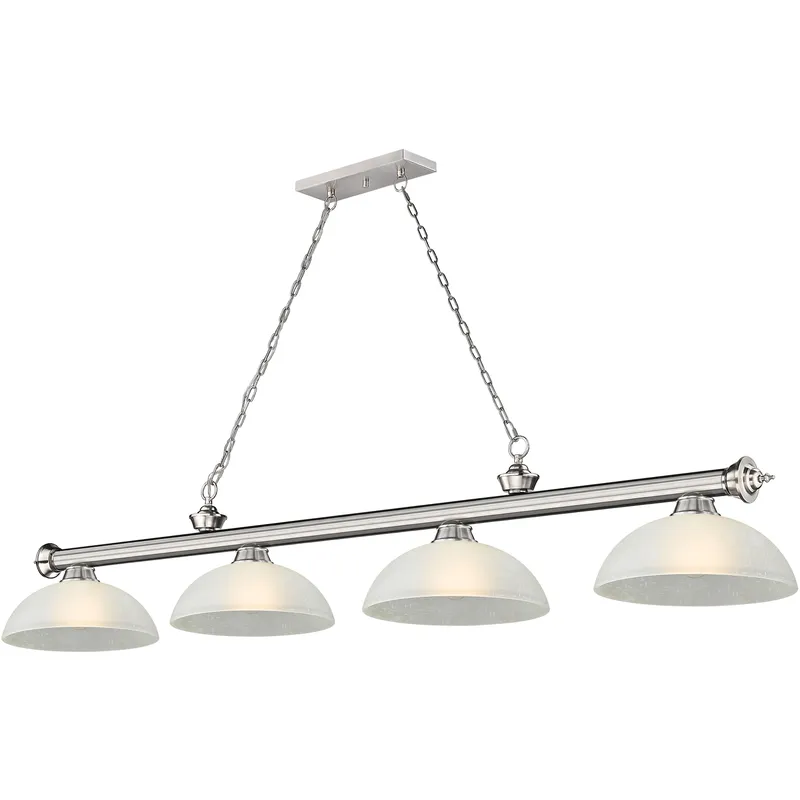 Cordon 4 Light 81.25 inch Brushed Nickel Billiard Ceiling Light in White Linen Glass