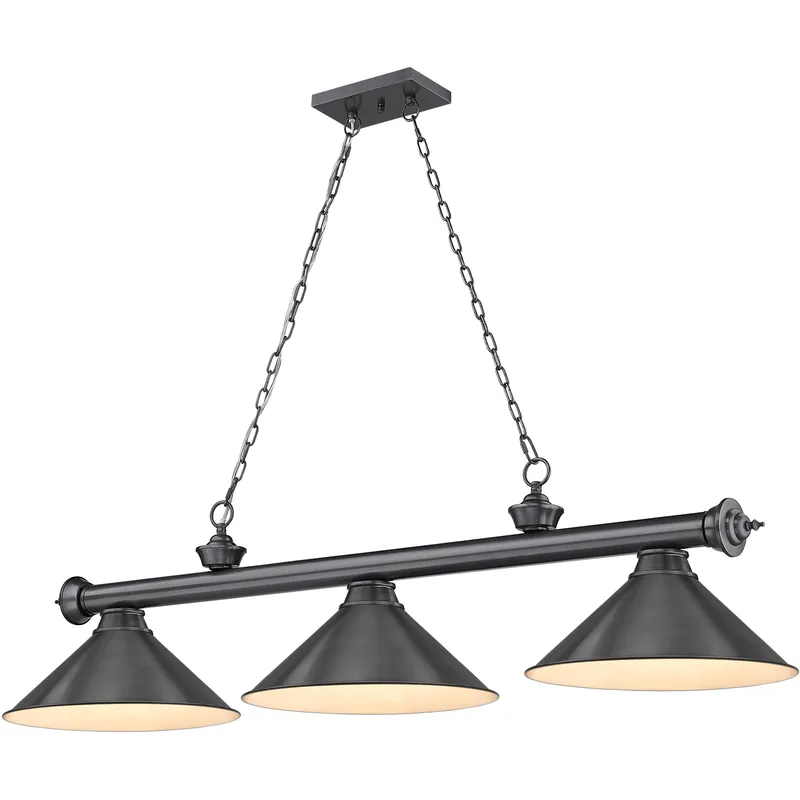 Cordon 3 Light 57.25 inch Bronze Plate Billiard Ceiling Light in Bronze Metal