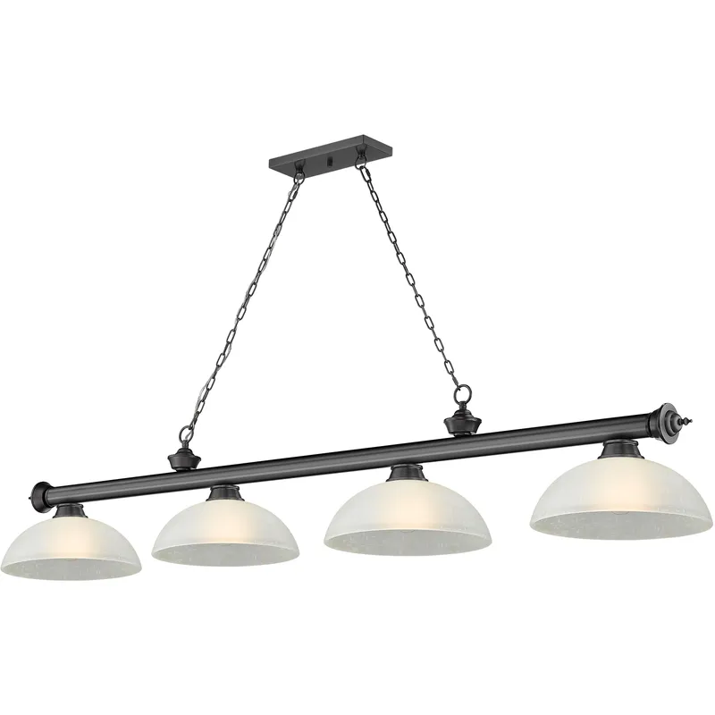 Cordon 4 Light 81.25 inch Bronze Plate Billiard Ceiling Light in White Linen Glass