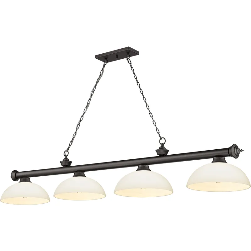 Cordon 4 Light 81.25 inch Bronze Billiard Ceiling Light in Matte Opal Glass