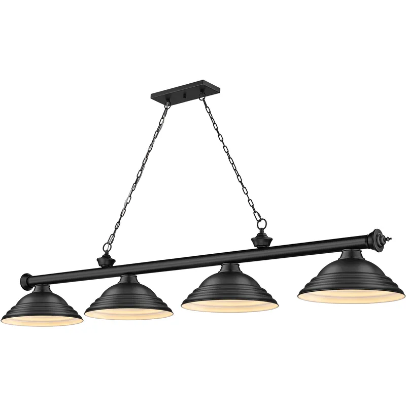 Cordon 4 Light 81.75 inch Matte Black Billiard Ceiling Light in Matte Black Steel