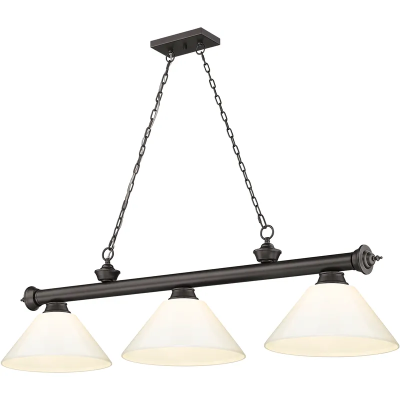 Cordon 3 Light 57.25 inch Bronze Billiard Ceiling Light in White Plastic
