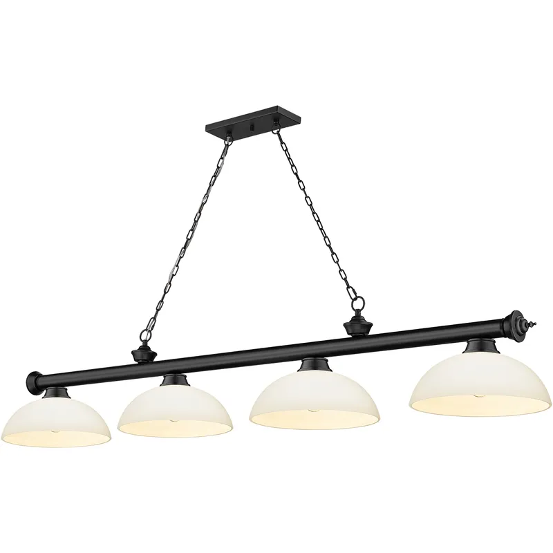 Cordon 4 Light 81.25 inch Matte Black Billiard Ceiling Light in Matte Opal Glass