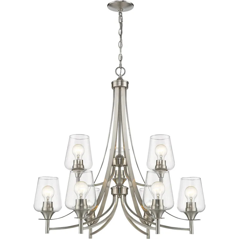 Joliet 9 Light 31 inch Brushed Nickel Chandelier Ceiling Light