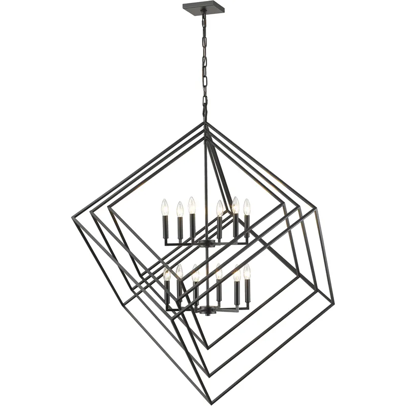 Euclid 12 Light 47.5 inch Matte Black Chandelier Ceiling Light