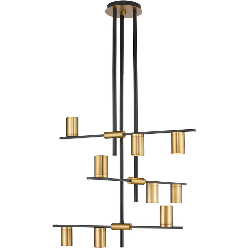Calumet 9 Light 36 inch Matte Black and Olde Brass Chandelier Ceiling Light