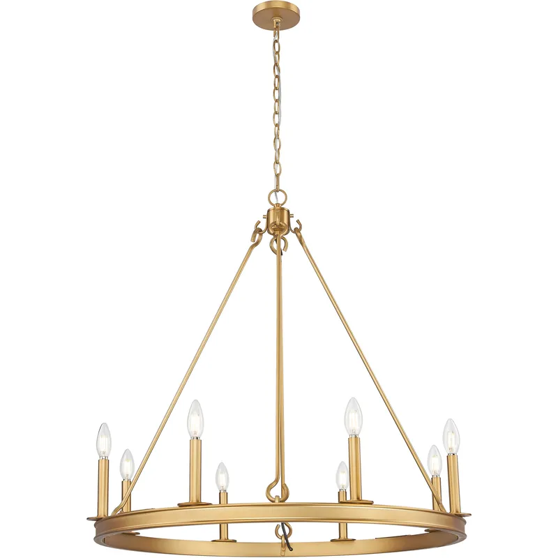 Barclay 8 Light 33 inch Rubbed Brass Chandelier Ceiling Light