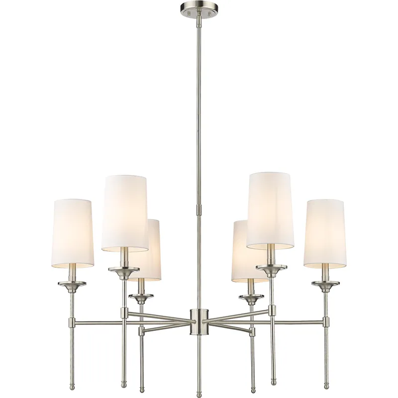 Emily 6 Light 38 inch Brushed Nickel Chandelier Ceiling Light