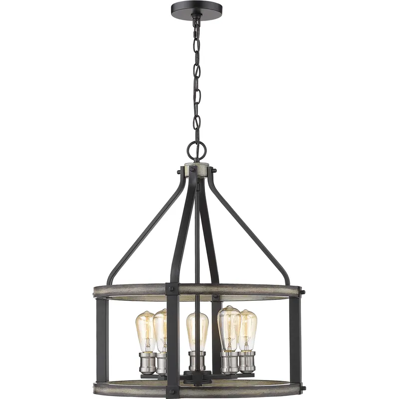 Kirkland 5 Light 20 inch Ashen Barnboard Chandelier Ceiling Light