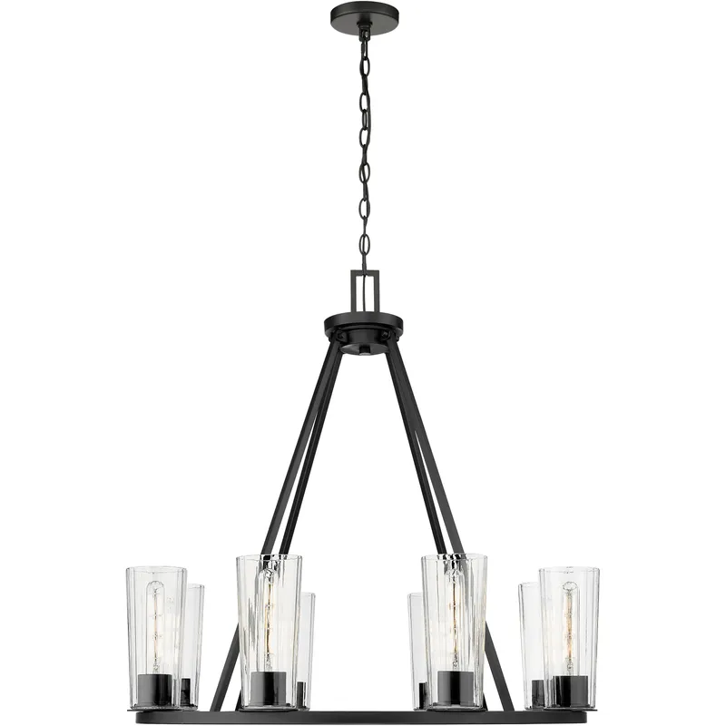 Titus 8 Light 33 inch Matte Black Chandelier Ceiling Light