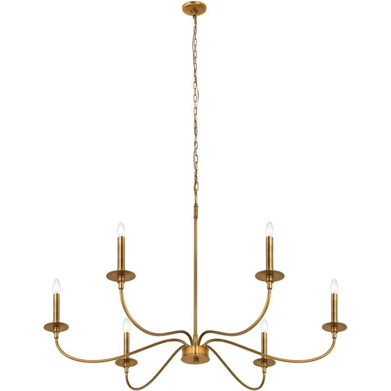 Arrington 6 Light 42 inch Rubbed Brass Chandelier Ceiling Light