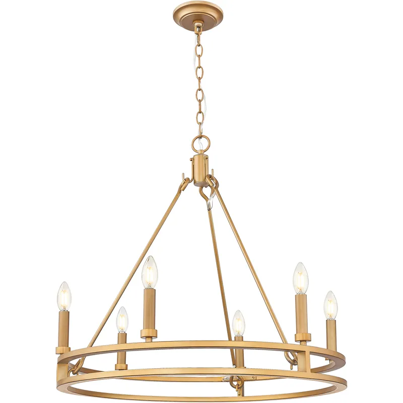 Dennison 6 Light 27.5 inch Signature Brass Chandelier Ceiling Light