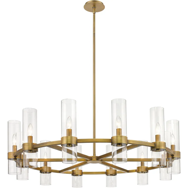 Datus 12 Light 43.5 inch Rubbed Brass Chandelier Ceiling Light