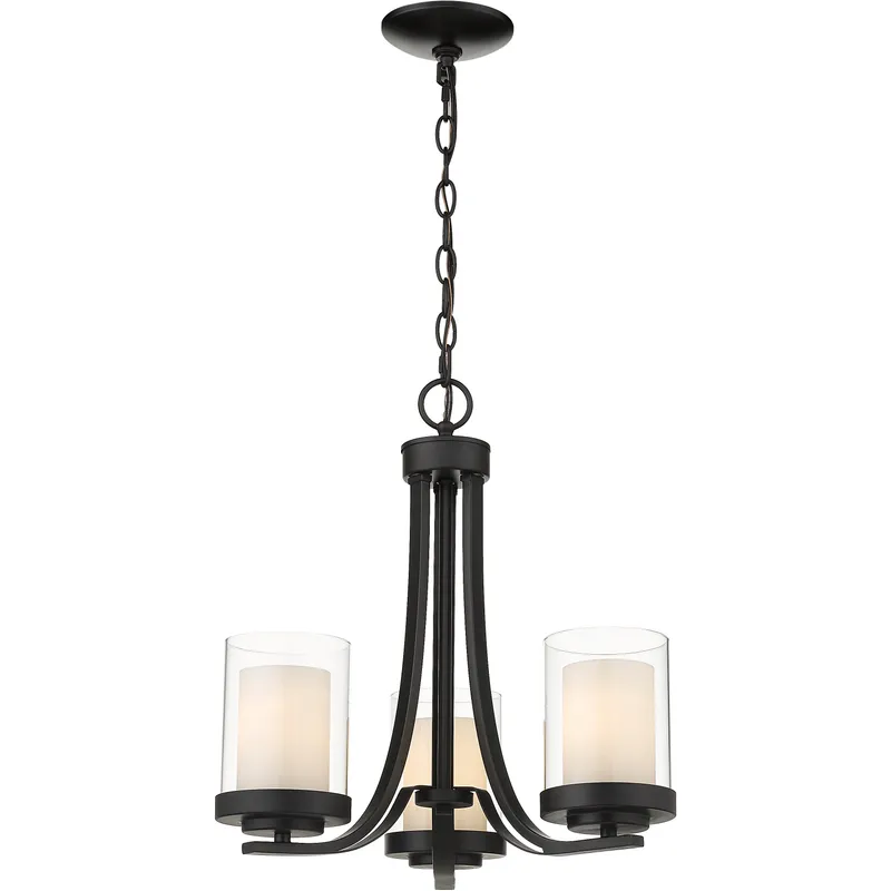 Willow 3 Light 16 inch Matte Black Chandelier Ceiling Light