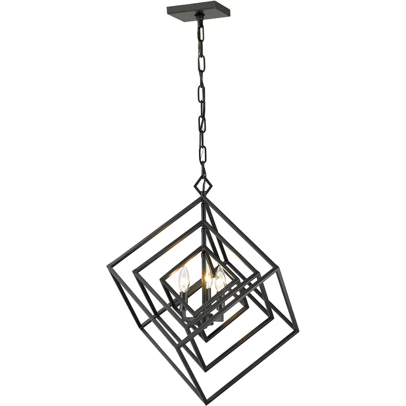 Euclid 3 Light 23 inch Matte Black Chandelier Ceiling Light
