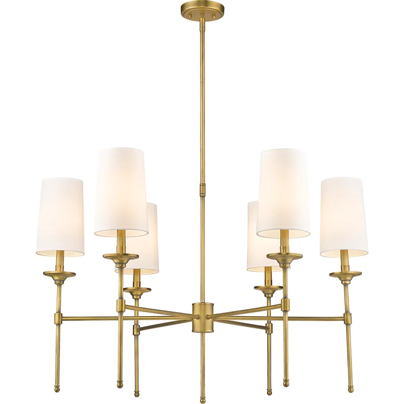 Emily 6 Light 38 inch Rubbed Brass Chandelier Ceiling Light