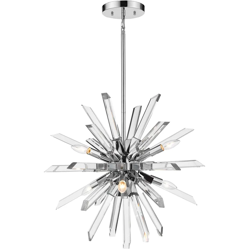 Burst 6 Light 24.75 inch Chrome Chandelier Ceiling Light in 33