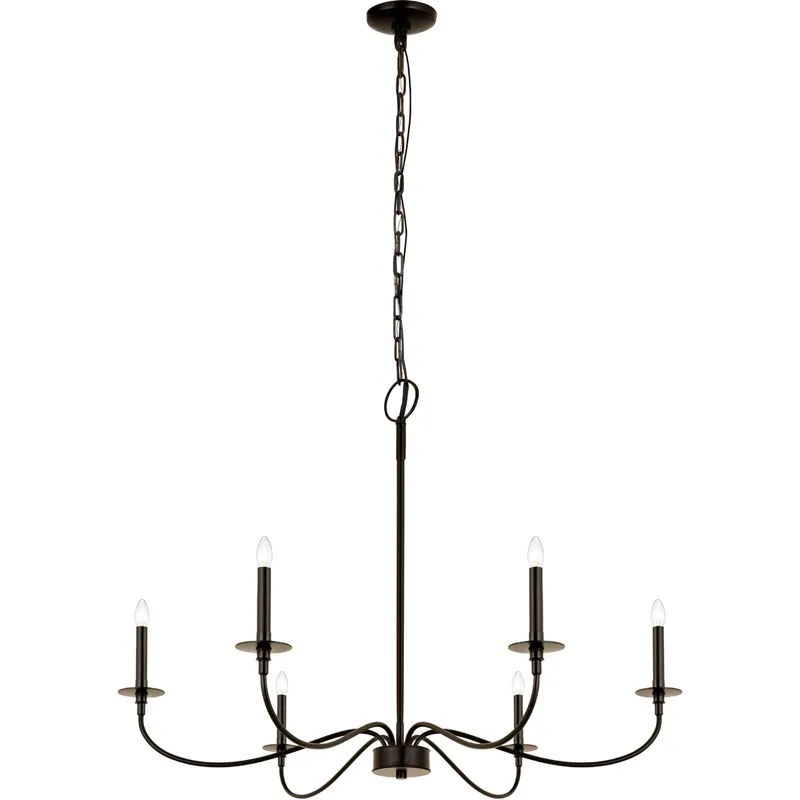 Arrington 6 Light 42 inch Matte Black Chandelier Ceiling Light