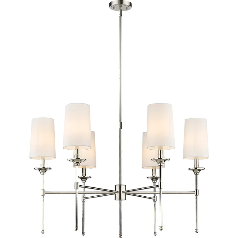 Emily 6 Light 38 inch Polished Nickel Chandelier Ceiling Light