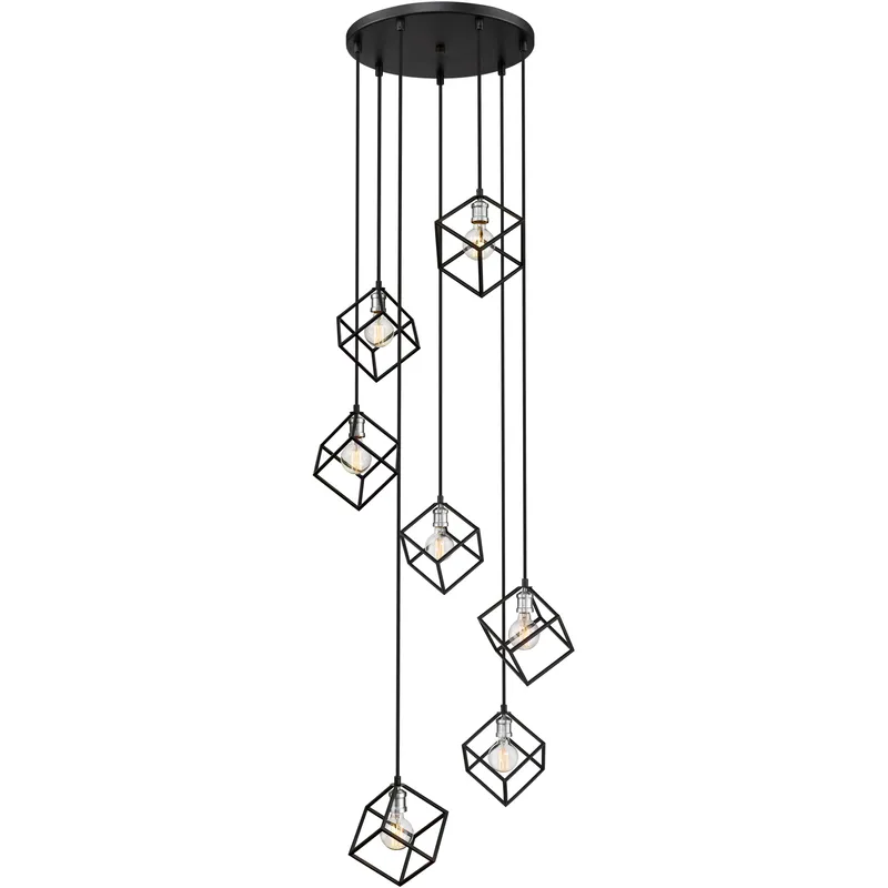 Vertical 7 Light 23.5 inch Matte Black and Brushed Nickel Chandelier Ceiling Light
