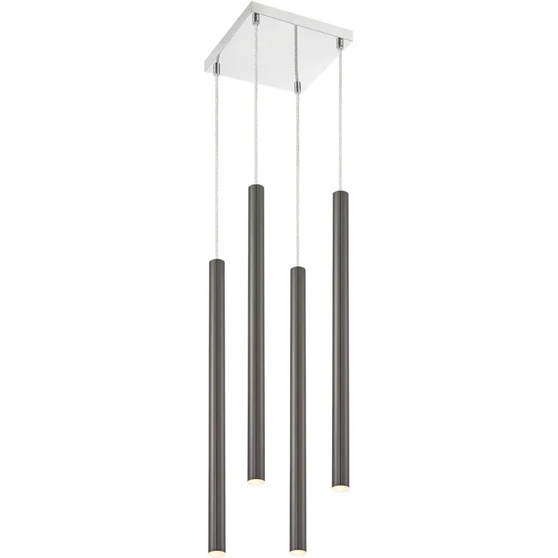 Forest LED 9.5 inch Chrome Chandelier Ceiling Light in Pearl Black Steel