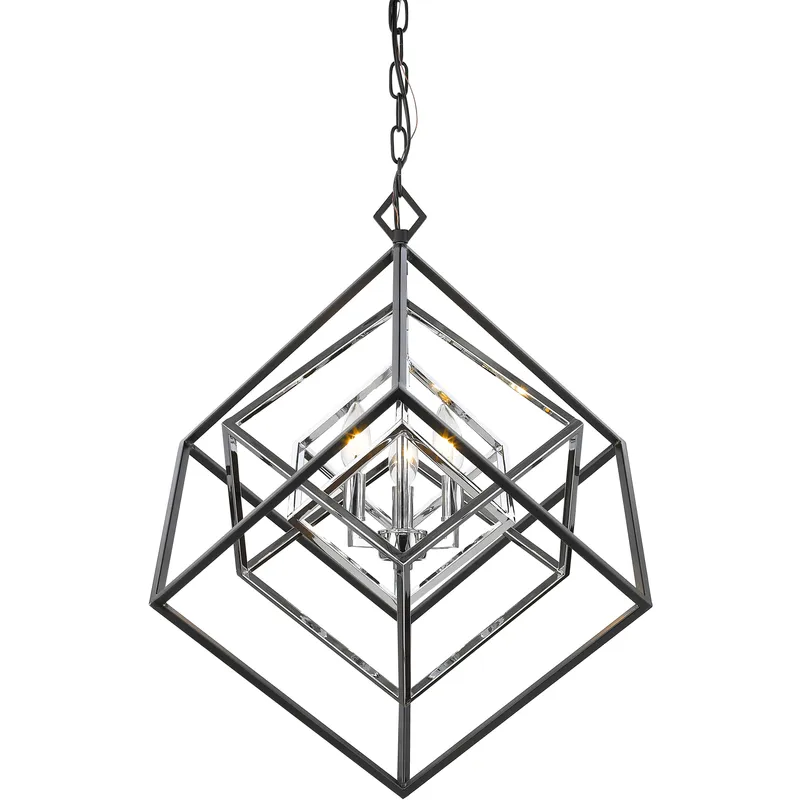 Euclid 3 Light 23 inch Chrome and Matte Black Chandelier Ceiling Light