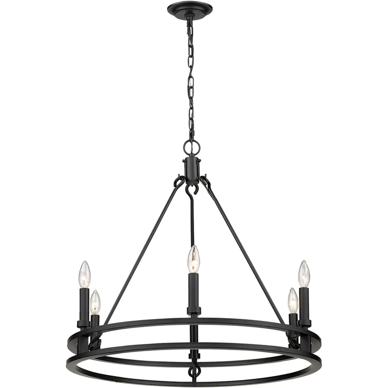 Dennison 6 Light 27.25 inch Matte Black Chandelier Ceiling Light