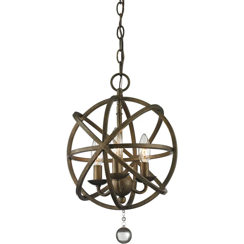 Acadia 3 Light 12 inch Golden Bronze Chandelier Ceiling Light