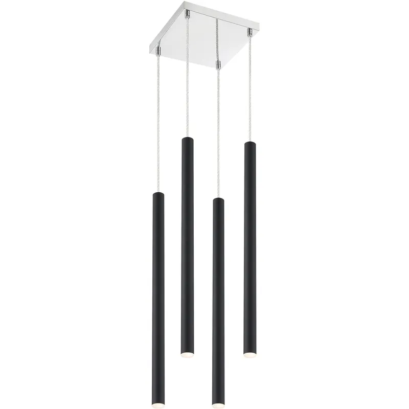 Forest LED 9.5 inch Chrome Chandelier Ceiling Light in Matte Black Steel