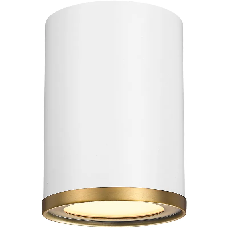 Arlo 1 Light 5.25 inch Matte White and Rubbed Brass Flush Mount Ceiling Light