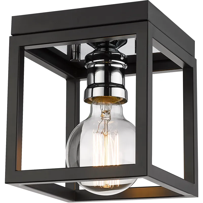 Kube 1 Light 5.75 inch Matte Black and Chrome Flush Mount Ceiling Light