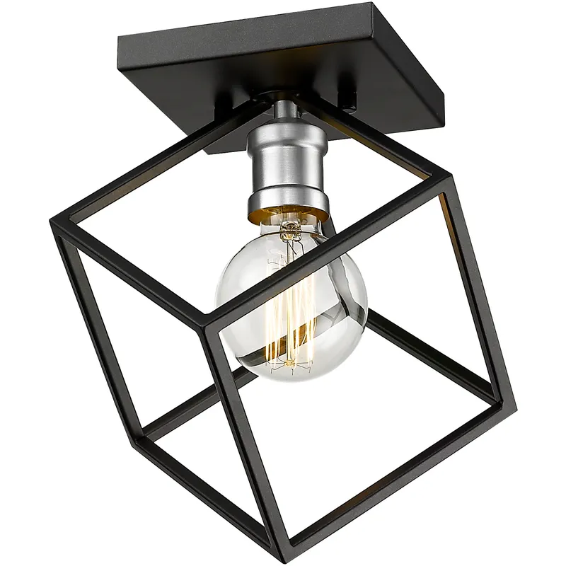 Vertical 1 Light 10 inch Matte Black and Brushed Nickel Flush Mount Ceiling Light
