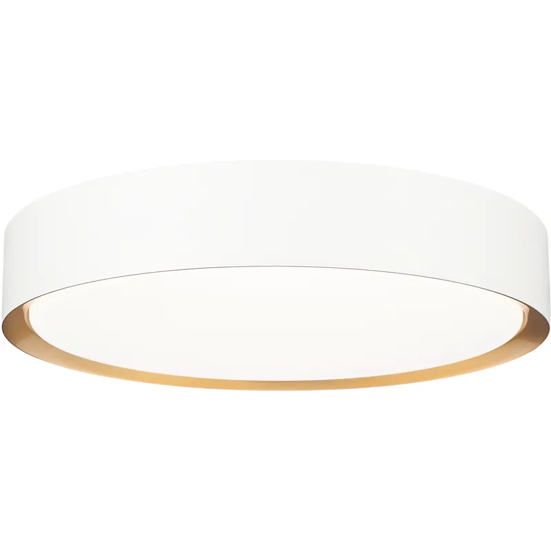 Kawan LED 16 inch Matte White and Modern Gold Flush Mount Ceiling Light