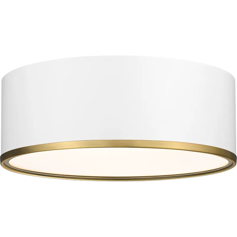Arlo 3 Light 16 inch Matte White and Rubbed Brass Flush Mount Ceiling Light