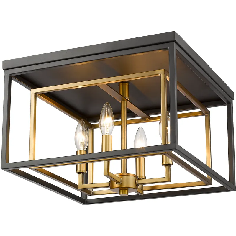 Euclid 4 Light 15 inch Olde Brass and Bronze Flush Mount Ceiling Light