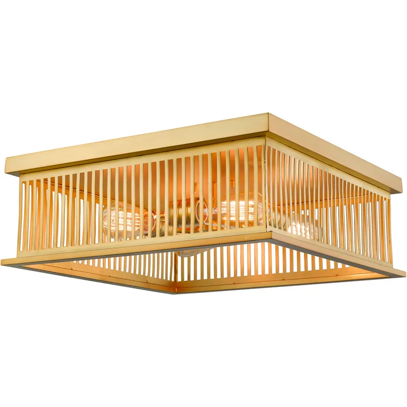 Camellia 4 Light 18 inch Brass Flush Mount Ceiling Light in Brass Steel