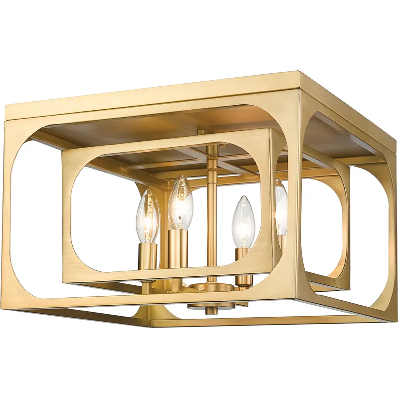 Easton 4 Light 15 inch Rubbed Brass Flush Mount Ceiling Light