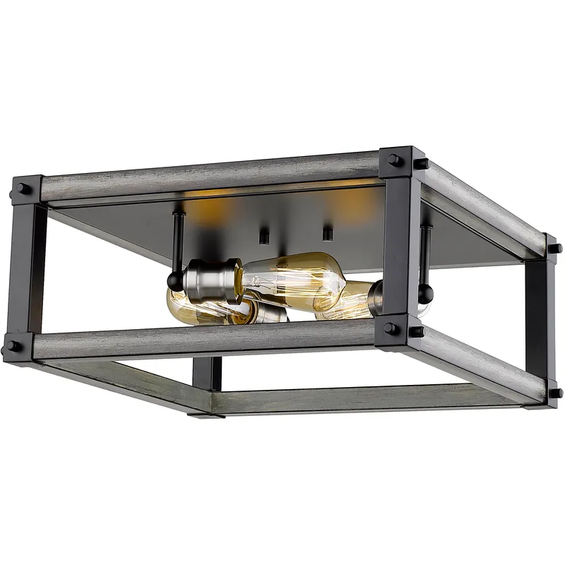 Kirkland 3 Light 16.25 inch Ashen Barnboard Flush Mount Ceiling Light