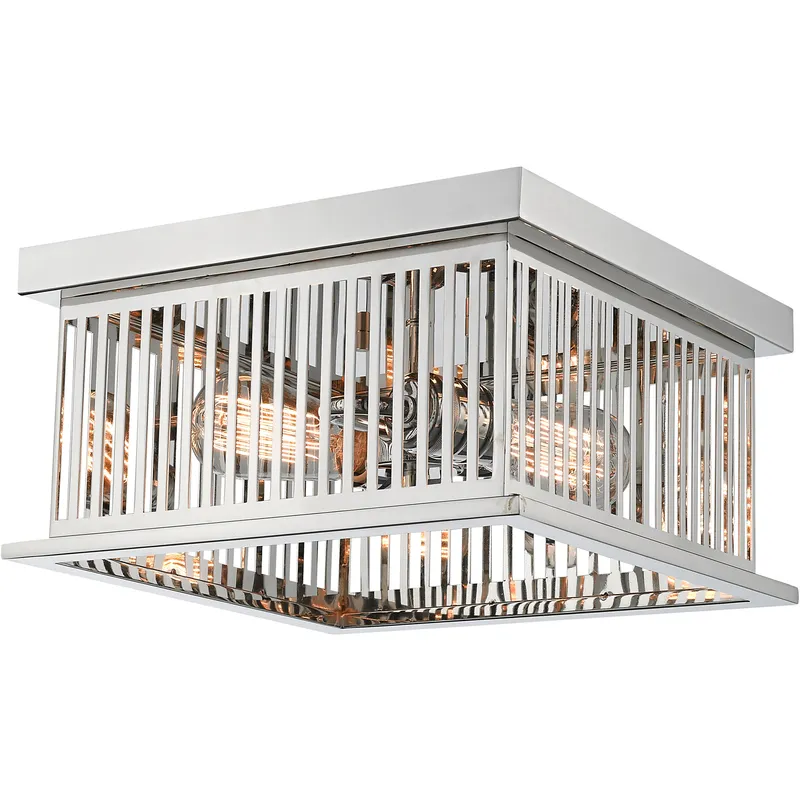 Camellia 2 Light 12 inch Polished Nickel Flush Mount Ceiling Light in Polished Nickel Steel