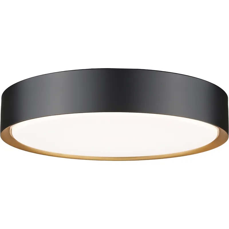 Kawan LED 16 inch Matte Black and Modern Gold Flush Mount Ceiling Light