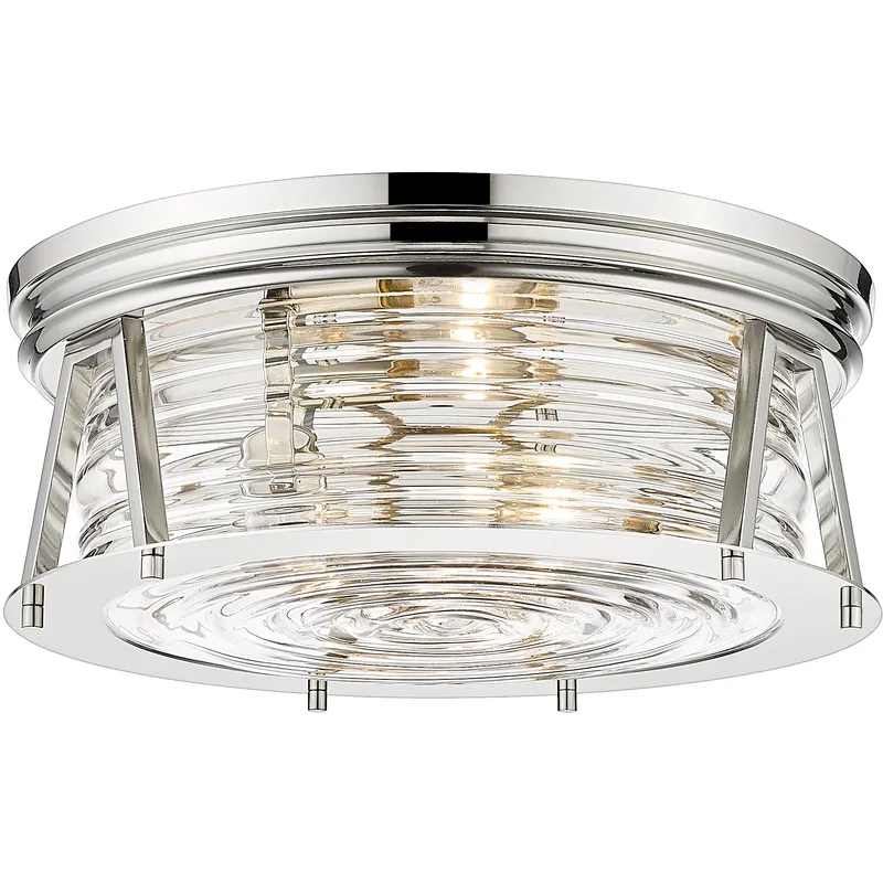 Cape Harbor 3 Light 16 inch Polished Nickel Flush Mount Ceiling Light