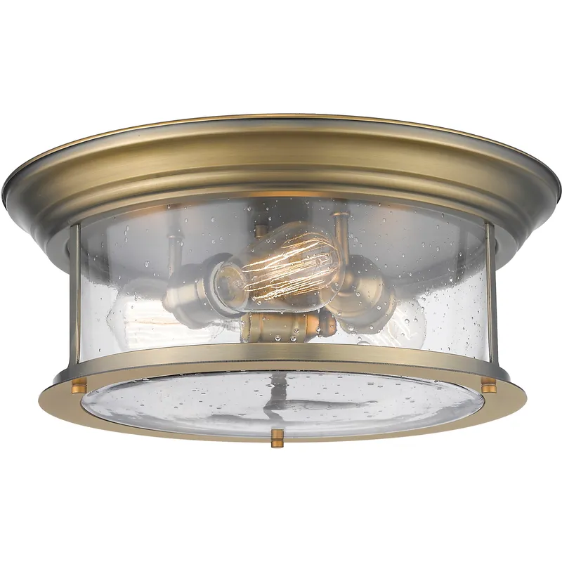 Sonna 3 Light 15.5 inch Heritage Brass Flush Mount Ceiling Light