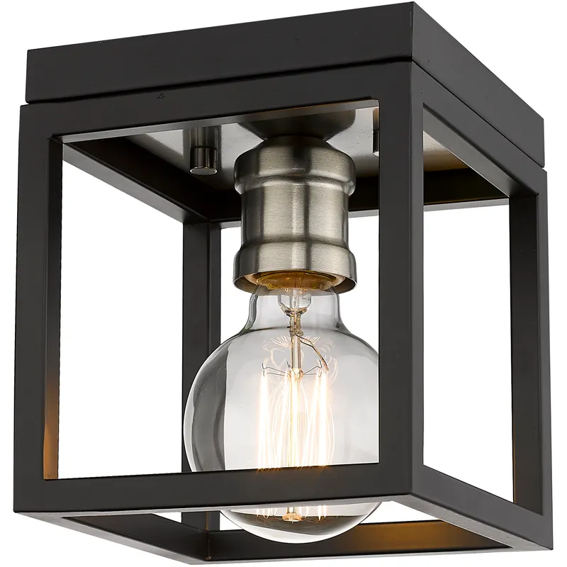 Kube 1 Light 5.75 inch Matte Black and Brushed Nickel Flush Mount Ceiling Light