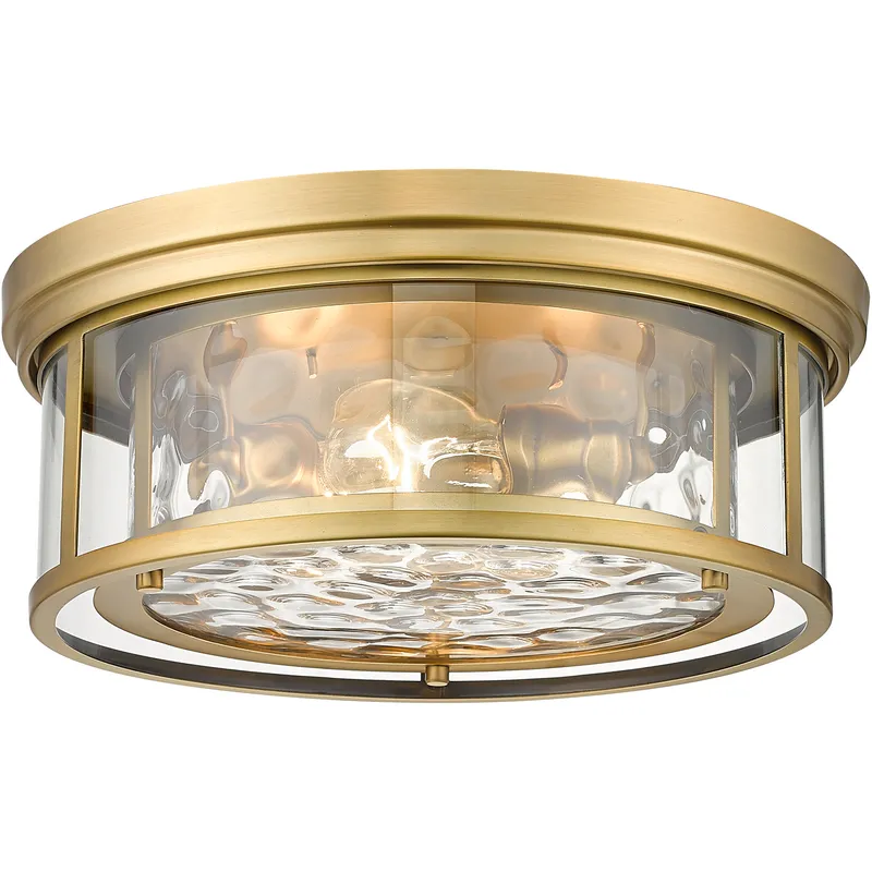 Clarion 3 Light 16 inch Rubbed Brass Flush Mount Ceiling Light in Rubbed Bronze