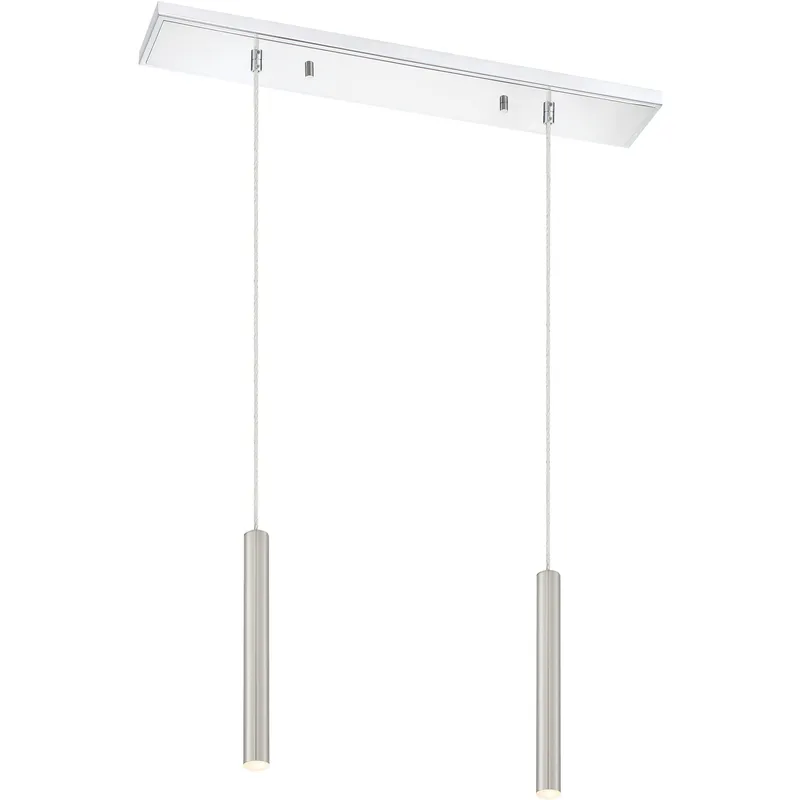 Forest LED 30 inch Chrome Linear Chandelier Ceiling Light in Brushed Nickel Steel