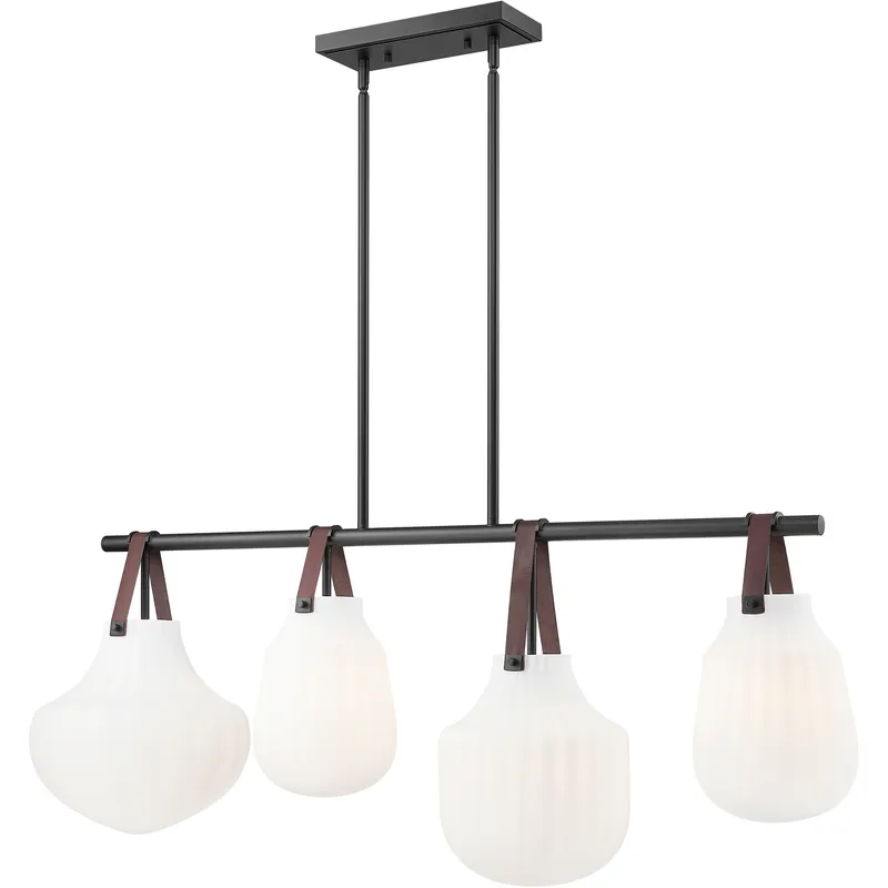 Newbury 4 Light 49.75 inch Matte Black Linear Chandelier Ceiling Light